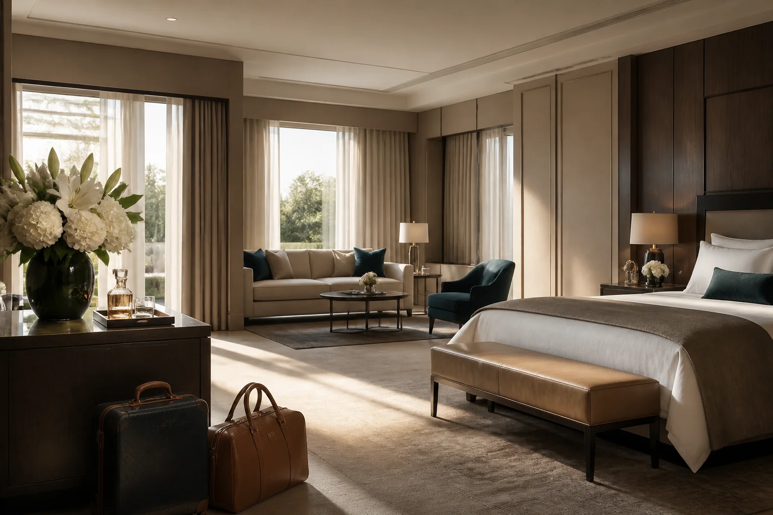 Luxury hotel suite arranged for a VIP guest